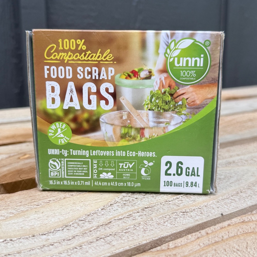 UNNI Food Scrap Bags 2.6 Gal Green NEW 100% Compostable 100 Count